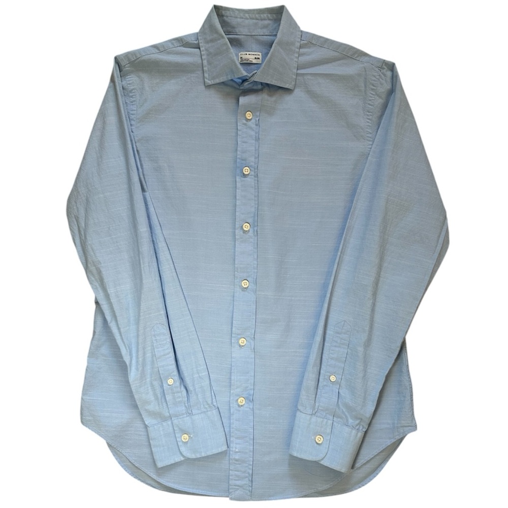 Club Monaco Men's Blue Linen Shirt Long Sleeve Button Up Summer Size Medium
